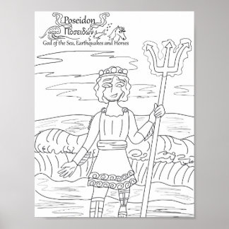 Póster Imprimir página de color de Poseidon
