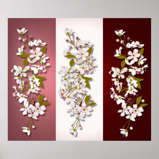 Póster Imprimir paneles de flor de cerezo de primavera