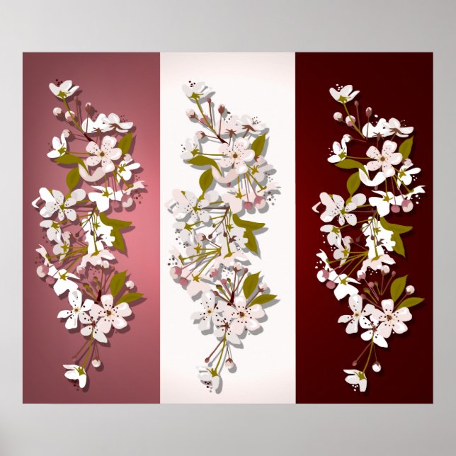 Póster Imprimir paneles de flor de cerezo de primavera (Frente)