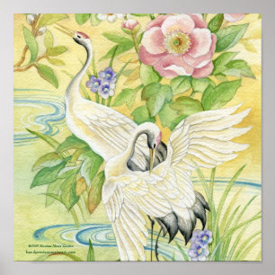 Póster Imprimir par de grúas