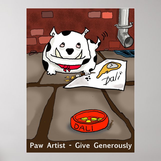Póster Imprimir "Paw Artist Dali" - por Kev Moore (Frente)