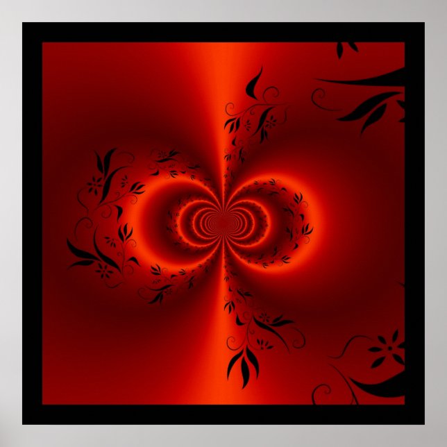 Póster Imprimir resumen Sueño floral rojo y negro (Frente)