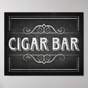 Póster Imprimir Rótulo de BARRA CIGAR estilo Chalk
