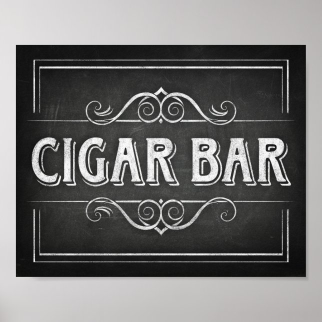 Póster Imprimir Rótulo de BARRA CIGAR estilo Chalk (Frente)