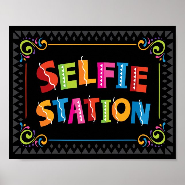 Póster Imprimir Rótulo Fiesta de Fiesta SELFIE STATION (Frente)