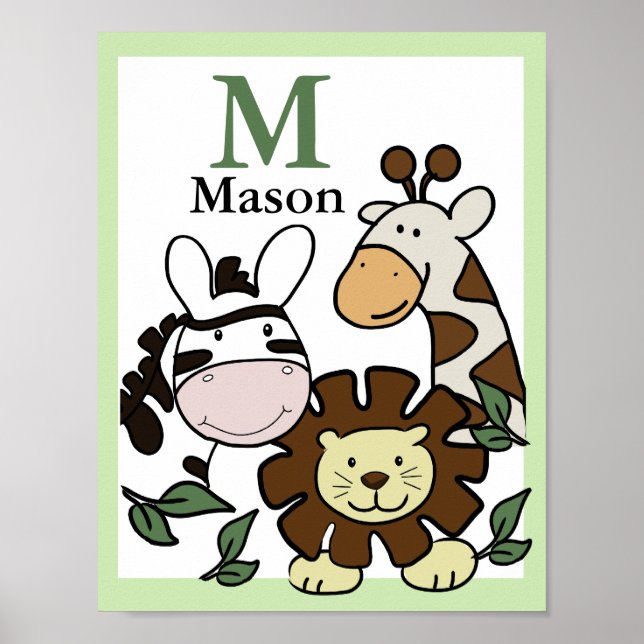 Póster IMPRIMIR SELVA BABY JUNGLE SAFARI Animales del zoo (Frente)