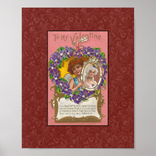 PÓSTER IMPRIMIR TARJETA POSTAL DE VALENTINE DE LOS AÑOS 1