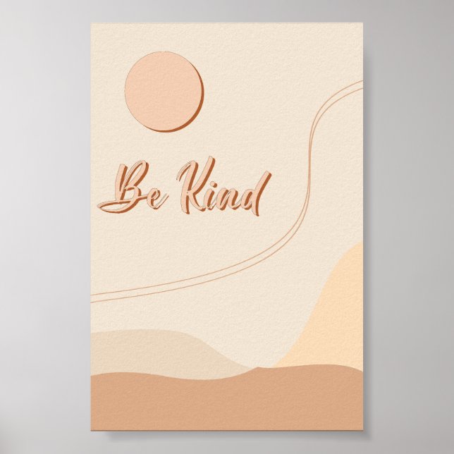 Póster Imprimir tipografía boho neutral Cita amable (Frente)