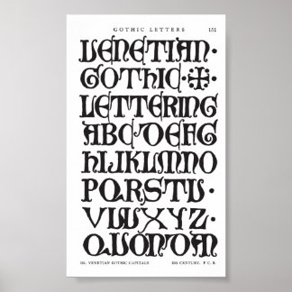 Póster Imprimir tipografía de letras góticas