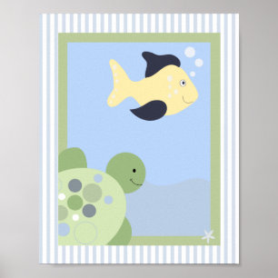 Póster IMPRIMIR TORTUGA DE ARRECIFE DE PESCADO 8x10 HABIT