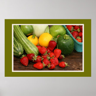 Póster Imprimir verduras de verano de cosecha