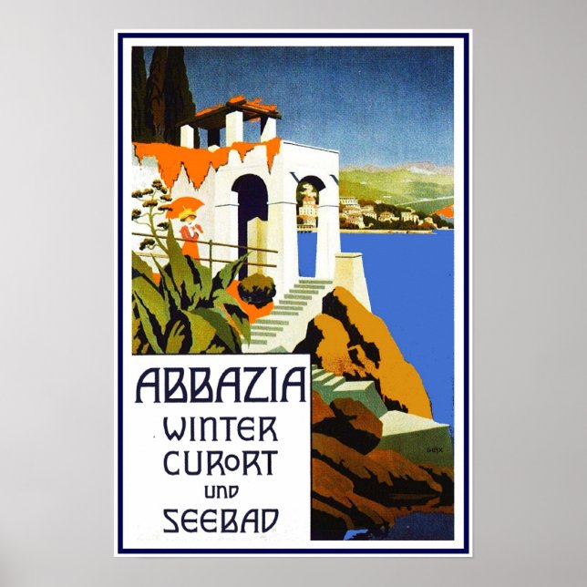 Póster Imprimir Viajes de imágenes retro vintage Abbazia (Frente)