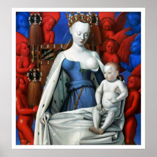 Póster Imprimir: Virgen y niño rodeados de ángeles