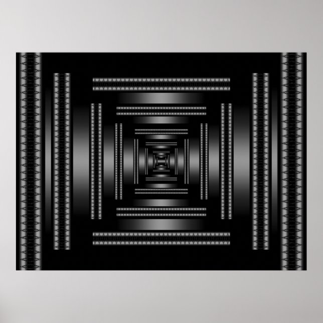 Póster Imprimir Visión Rectangular Negra Abstracta (Frente)