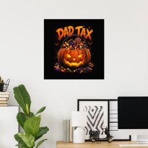 Póster Impuesto de Papá Divertido Calabaza de Halloween