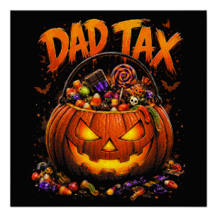 Póster Impuesto de Papá Divertido Calabaza de Halloween