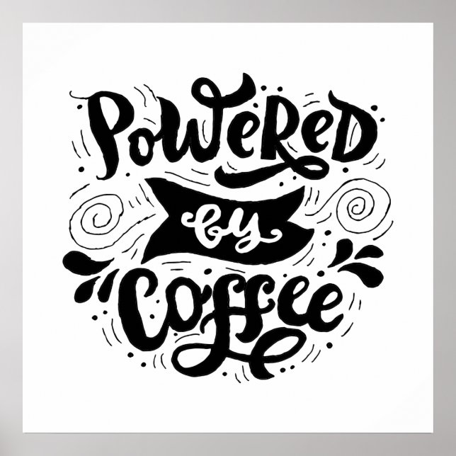 Póster Impulsado por el café - Citas motivacionales para  (Frente)