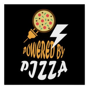Póster Impulsado por Pizza – Diseño divertido para amante