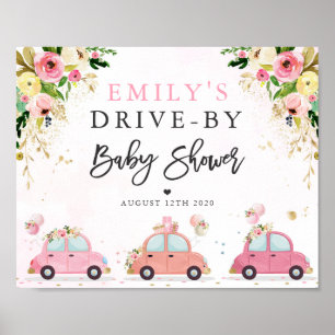 Póster Impulso Por Signo De Bienvenida Baby Shower Floral