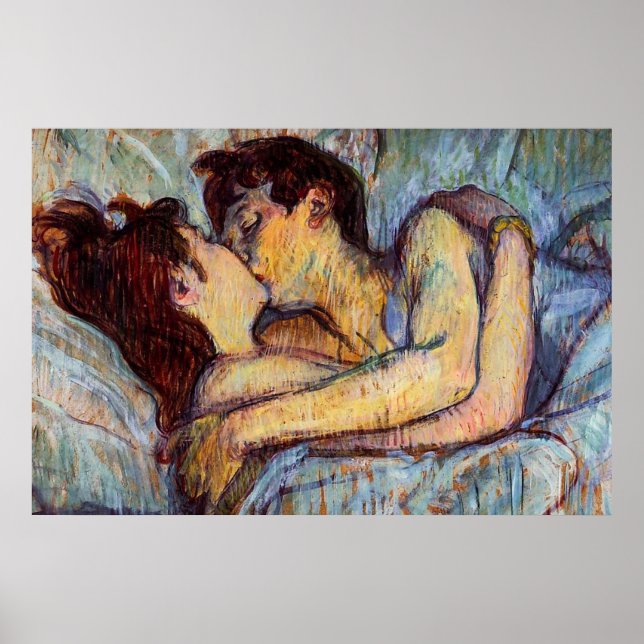 Póster In Bed, The Kiss by Henri de Toulouse-Lautrec (Frente)