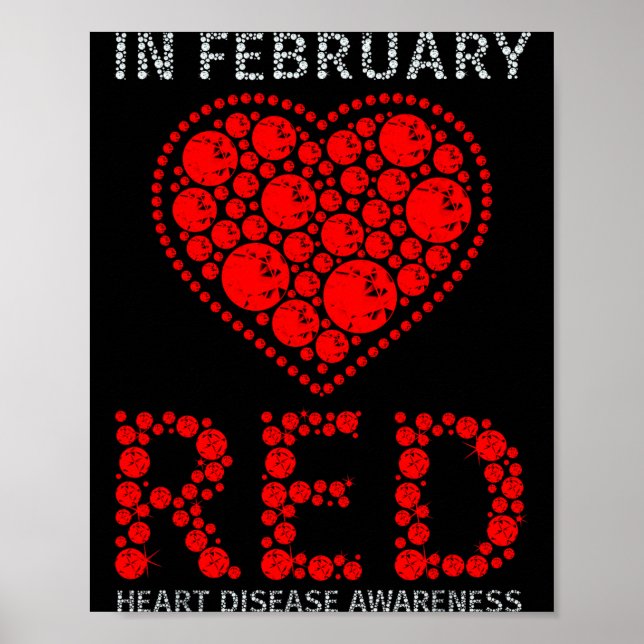 Póster In February We Go Red Heart Disease Awareness Day  (Frente)