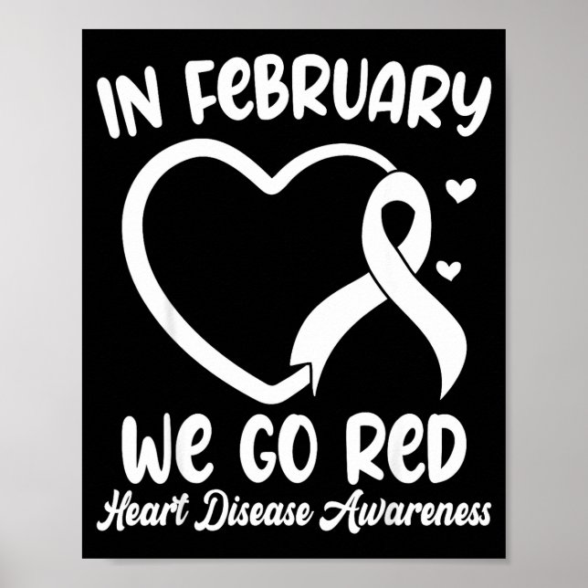 Póster In February We Go Red Heart Disease Awareness Mont (Frente)