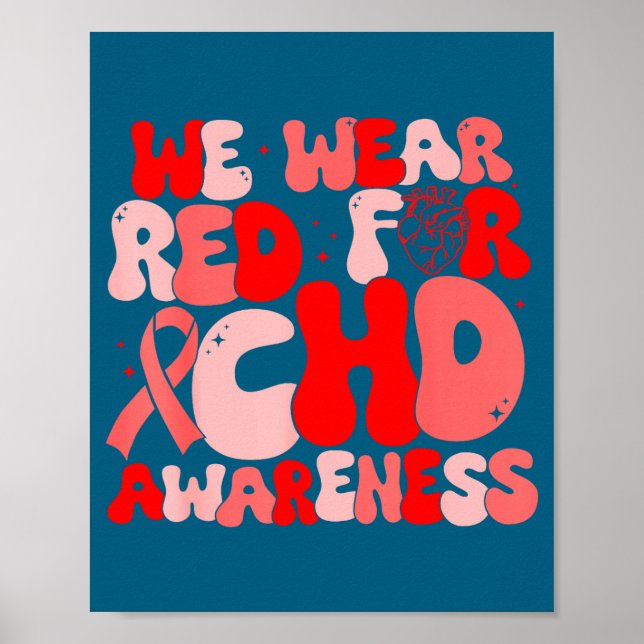 Póster In February We Wear Red Chd Awareness Heart Diseas (Frente)