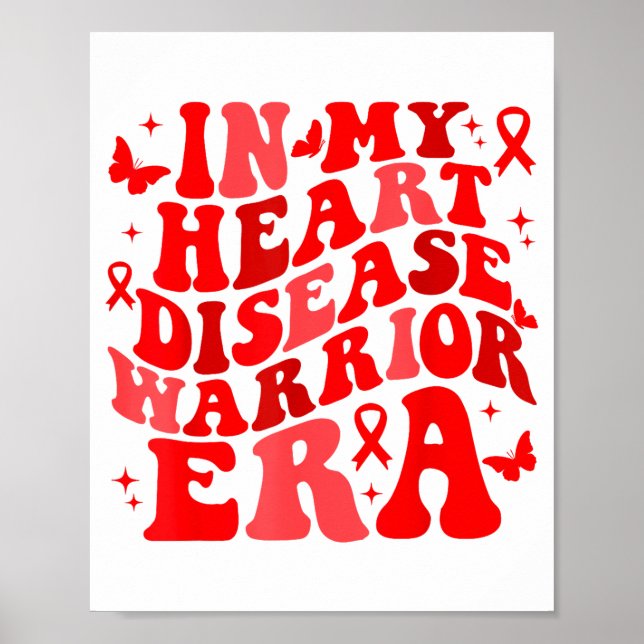 Póster In February We Wear Red Heart Disease Awareness Wa (Frente)