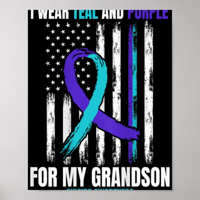Póster In Memory Of My Grandson Suicide Awareness Flag Ba (Frente)