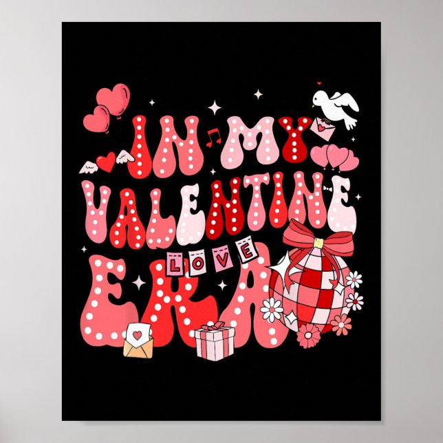 Póster In My Valentine Era Groovy Retro Disco Heart Women (Frente)