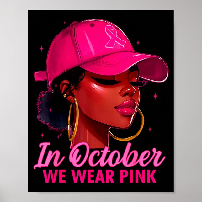 Póster In October We Wear Nk Black Women Breast Cancer Aw (Frente)