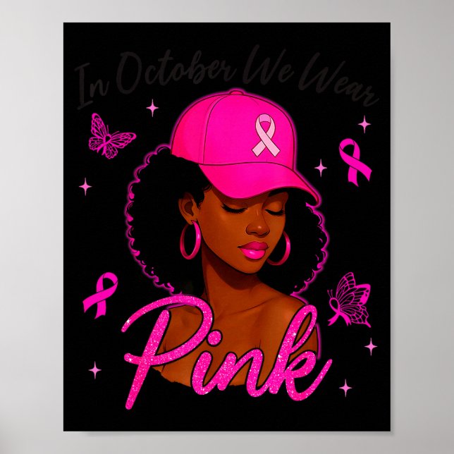 Póster In October We Wear Nk Black Women Breast Cancer Aw (Frente)