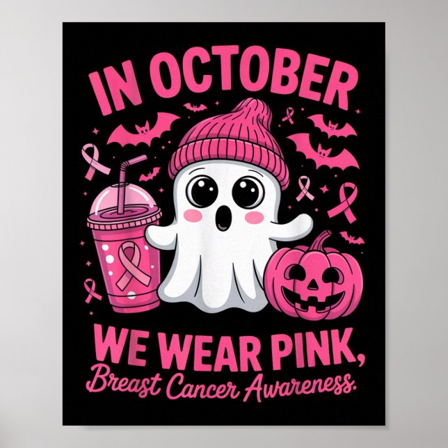 Póster In October We Wear Nk Breast Cancer Awareness Hall (Frente)