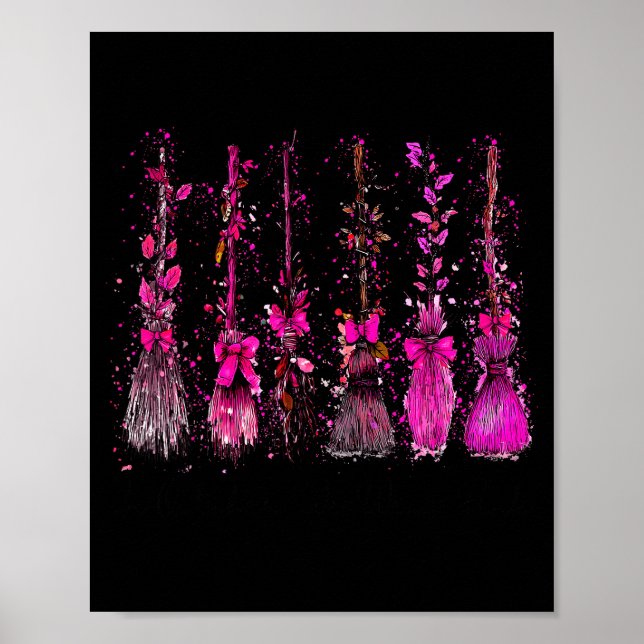 Póster In October We Wear Nk Broom Witch Breast Cancer Ha (Frente)