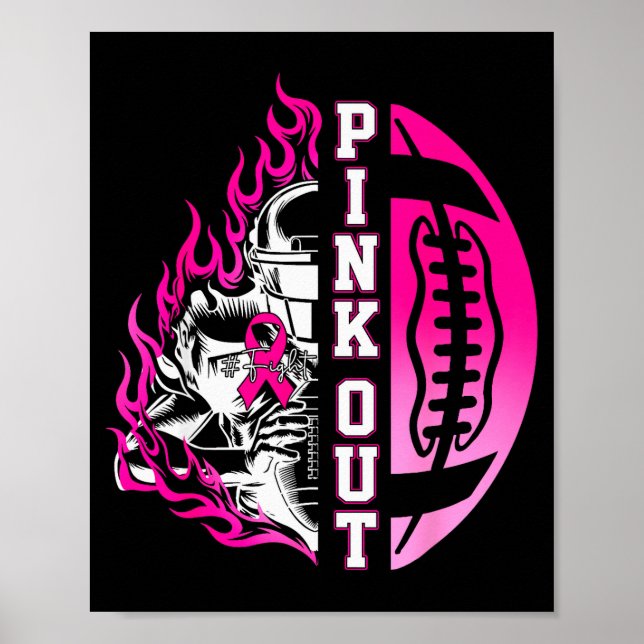 Póster In October We Wear Nk Football Breast Cancer Aware (Frente)