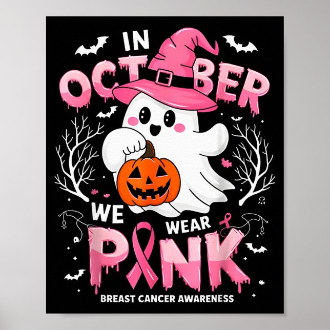 Póster In October We Wear Nk Funny Halloween Ghost Breast (Frente)