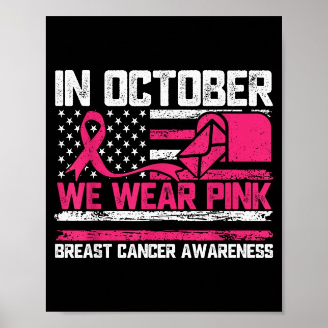 Póster In October We Wear Nk Stal Worker Breast Cancer  (Frente)