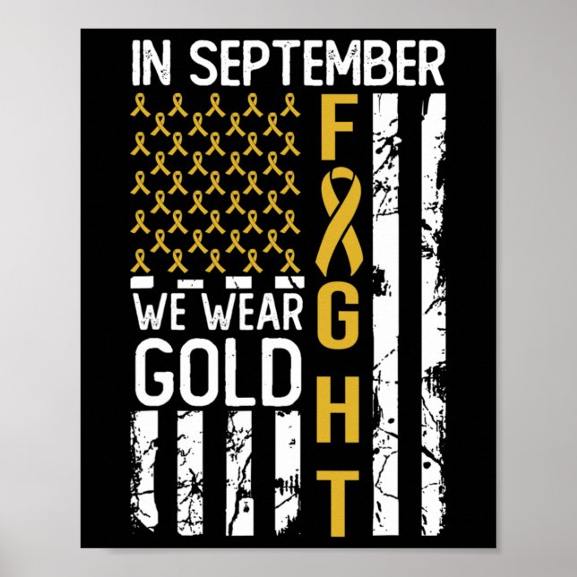 Póster In September We Wear Gold Usa Childhood Cancer Awa (Frente)