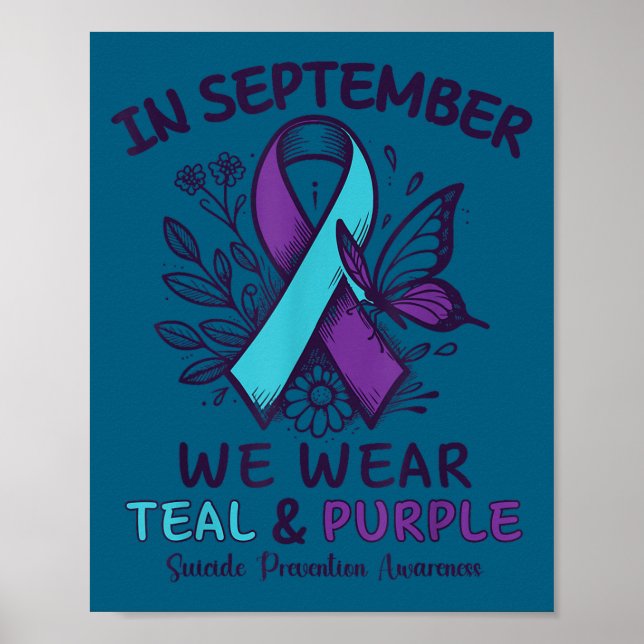 Póster In September We Wear Teal Purple Ribbon Suicide Pr (Frente)
