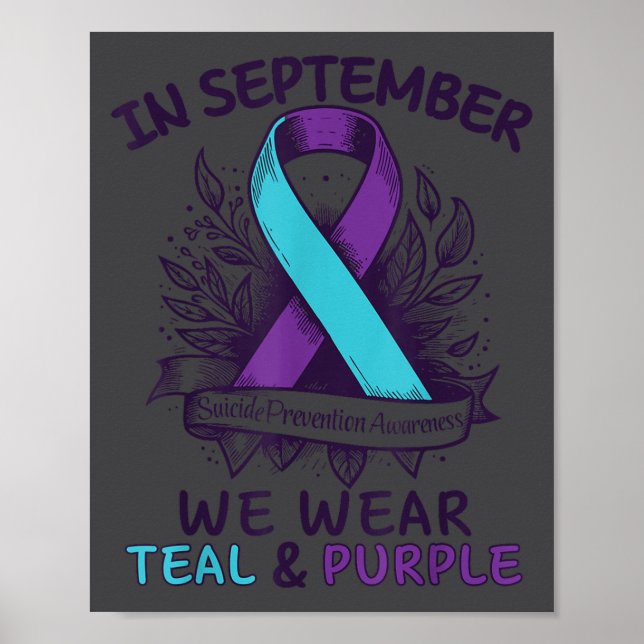 Póster In September We Wear Teal Purple Ribbon Suicide Pr (Frente)