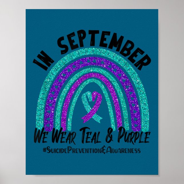 Póster In September We Wear Teal Purple Ribbon Suicide Pr (Frente)