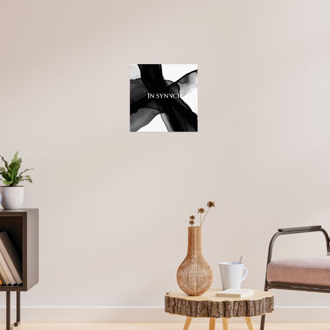 Póster "In Synch" (En sintonía) Resumen blanco y negro (Salón 3)