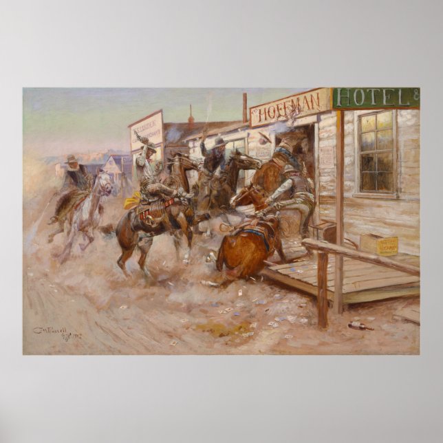 Póster In Without Knocting por Charles Marion Russell (Frente)