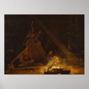 Póster Incendio en el campamento de Winslow Homer