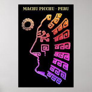 Póster Increíble dibujo de Machu Picchu