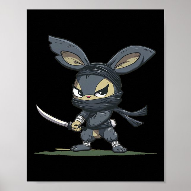 Póster Increíble Gráfico De Bunny Ninja Para Una Aventura (Frente)