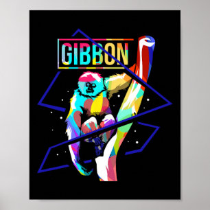Póster Increíble Hylobates Lar Lesser Ape Gibbon Gibbons