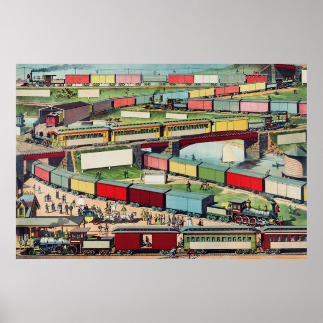 Póster Increíble poster de transporte de trenes (Frente)