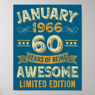 Póster Increíble Vintage Enero 1966 60 Cumpleaños 