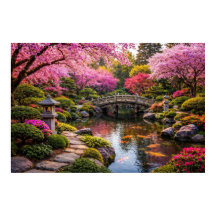 Incríble jardín japonés y estanque de koi